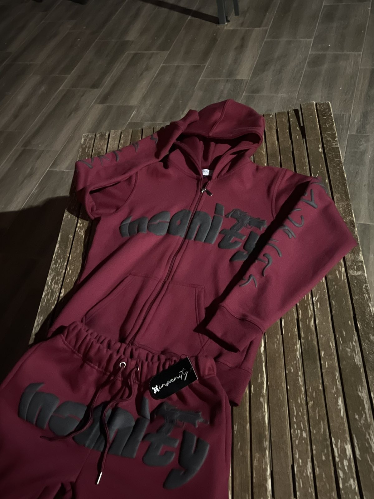 Insanity Red Zip Up Puff Printed Tracksuit